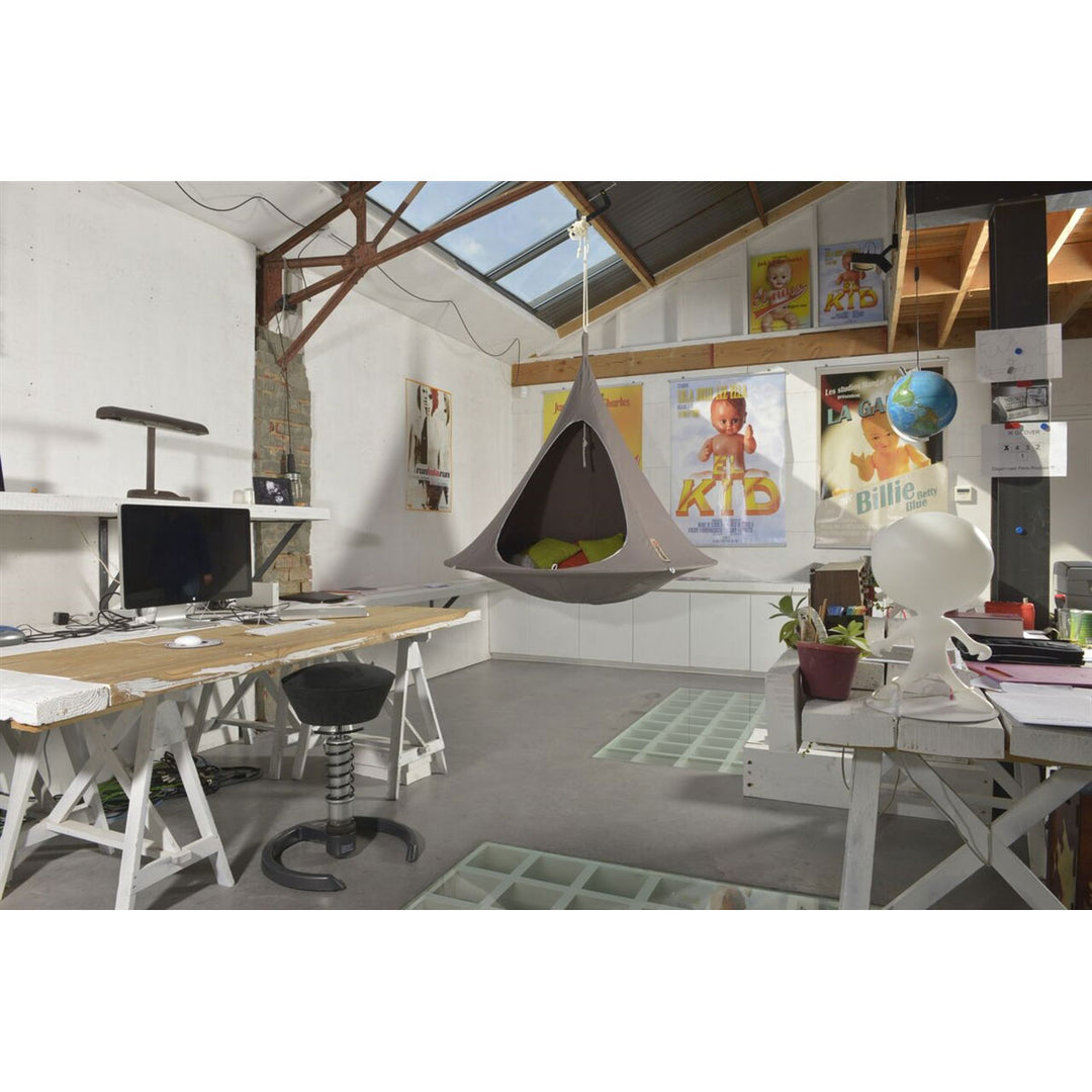 Vivere Sheltered Hanging Chair Polyester Cotton Blend Double, Taupe (Open Box)