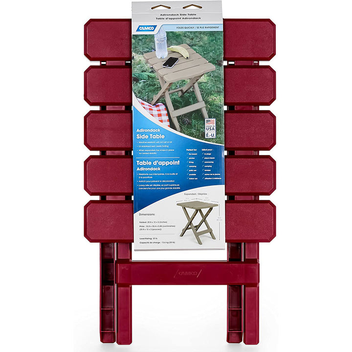 Camco Outdoor Camping Regular Adirondack Plastic Folding Side Table, Red (Used) - VMInnovations