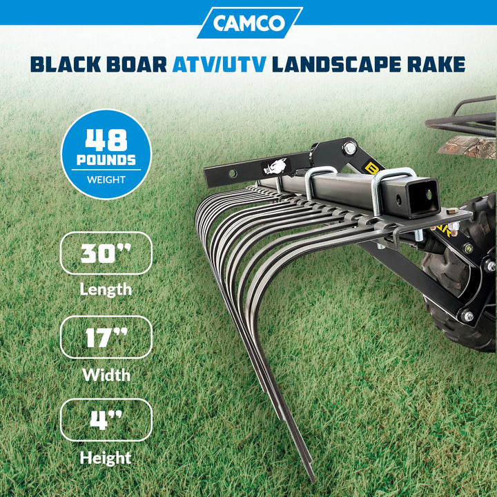 Camco Black Boar ATV/UTV Implement Custom Outside Vehicle Landscape Rake Tool