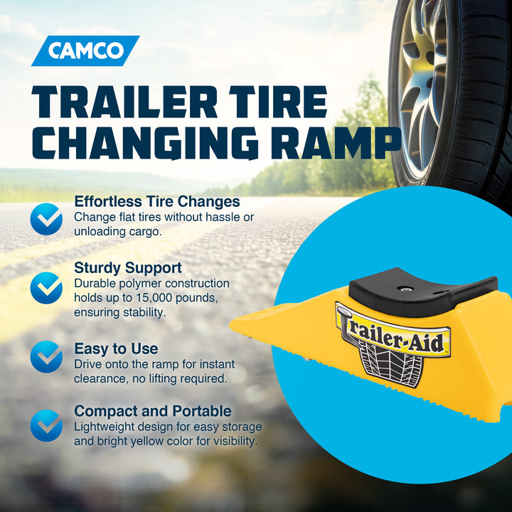 Camco PLUS Tandem Trailer Tire Changing Ramp with  5.5" Lift, Yellow (Used) - VMInnovations