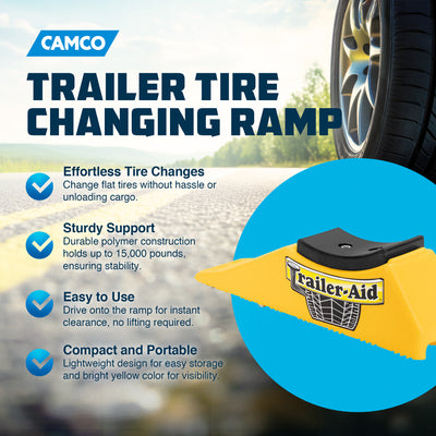 Camco Trailer Tandem Trailer Tire Changing Ramp w/5.5" Lift, Yellow (Open Box)