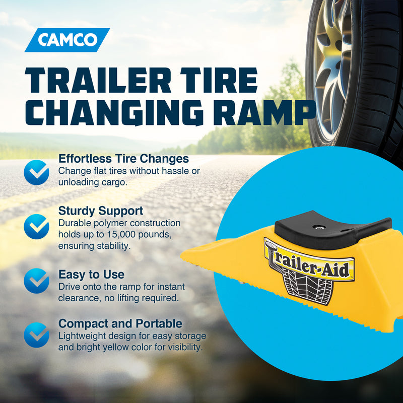 Camco PLUS Tandem Trailer Tire Changing Ramp with  5.5" Lift, Yellow (Used)