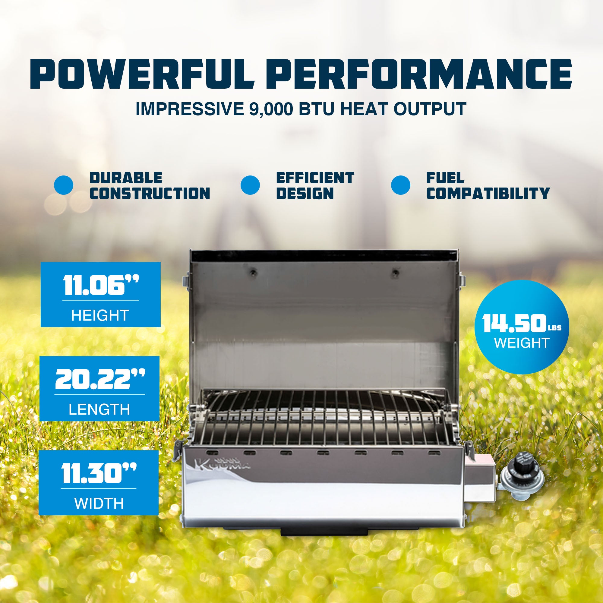 Camco Kuuma Stow N Go 125 Stainless Steel Gas Grill with Mount Design, Silver - VMInnovations