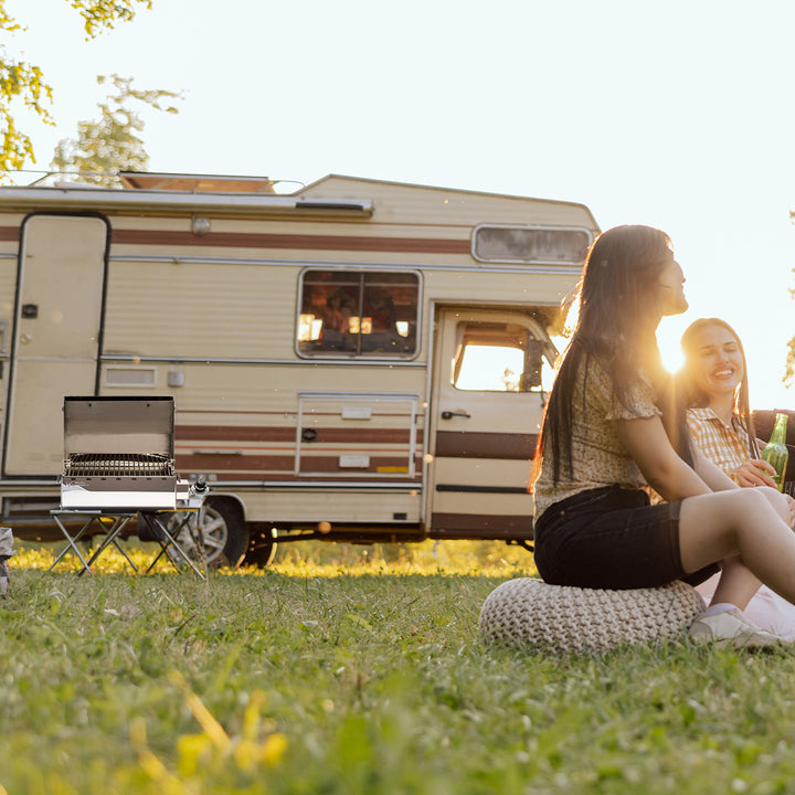 Camco Kuuma Stow N Go 125 Stainless Steel Gas Grill w/ Pedestal Mount(Used) - VMInnovations