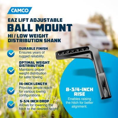 Camco Lift 14 x 5.75 x 8.75 inch RV Weight Distribution Shanks, Black (Open Box)