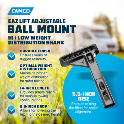 Camco EAZ Lift 14 x 2.5 x 5.5 inch RV Weight Distribution Steel Shanks, Black - VMInnovations