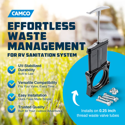 Camco 39511 3 inch Replacement Waste Valve with Metal Handle for RV Water Tanks - VMInnovations