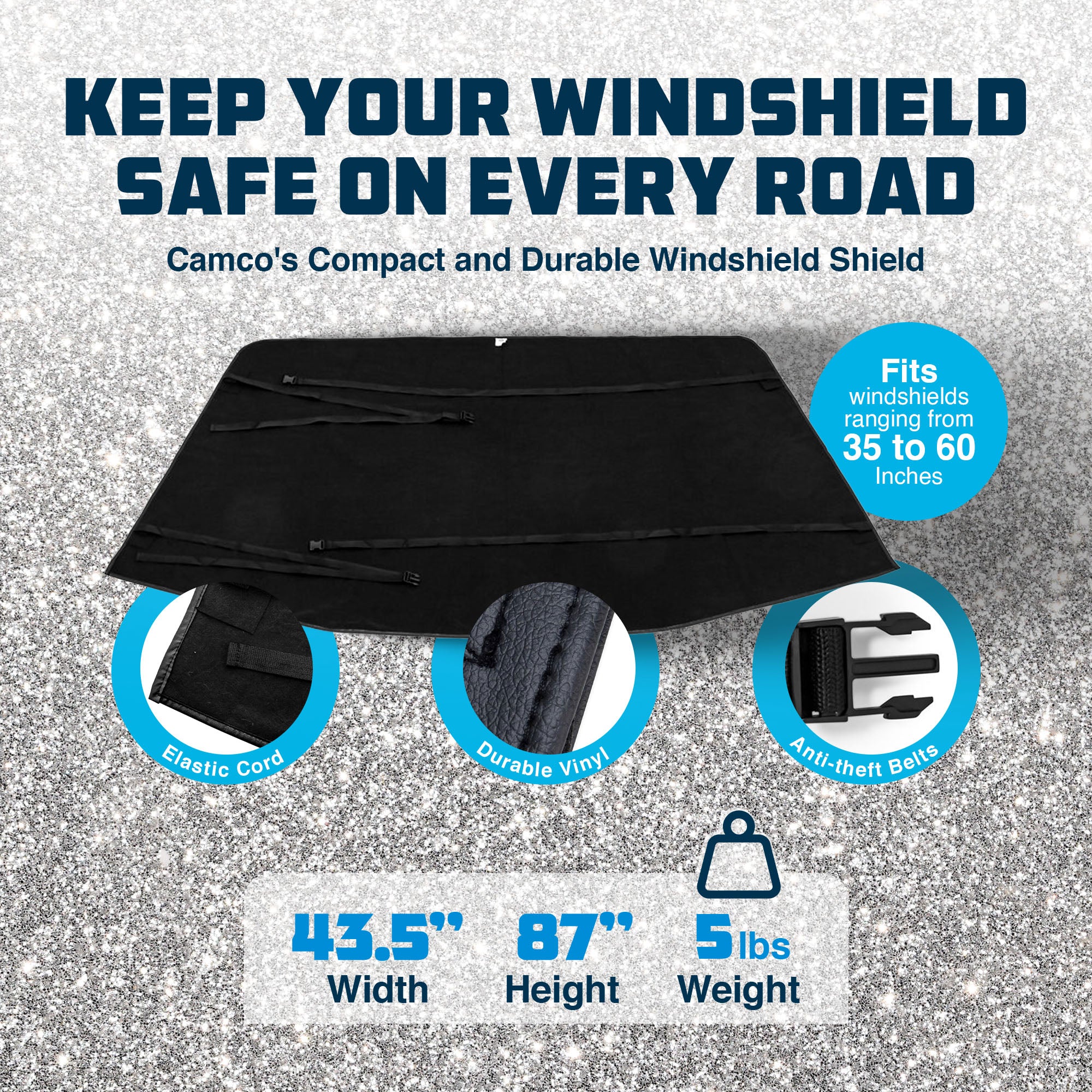 Universal On the Go RV Tow Car Windshield Protector, Black (Open Box) - VMInnovations