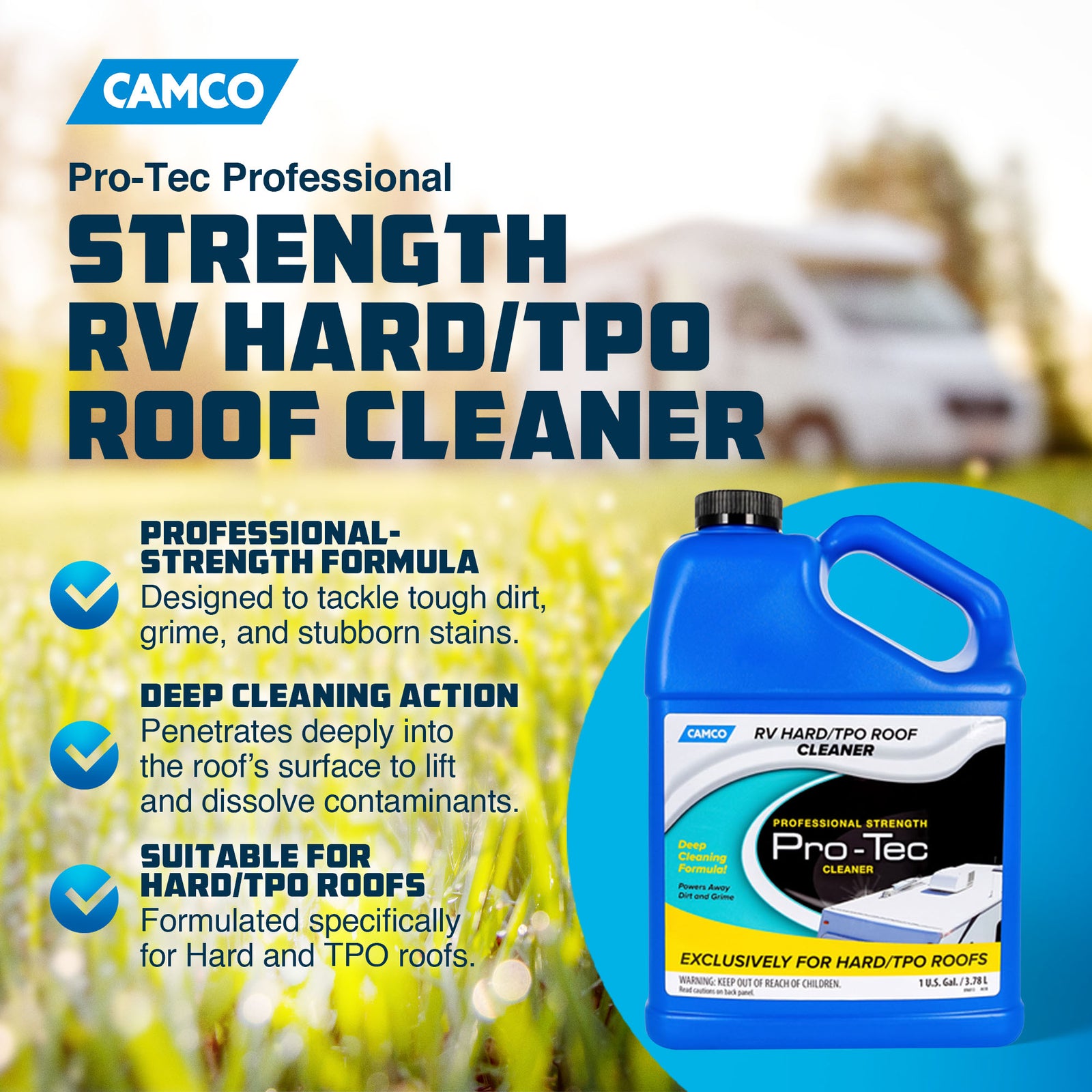 Camco Pro-Tec Professional Strength RV Hard/TPO Roof Cleaner Formula, 32 oz. Jug - VMInnovations