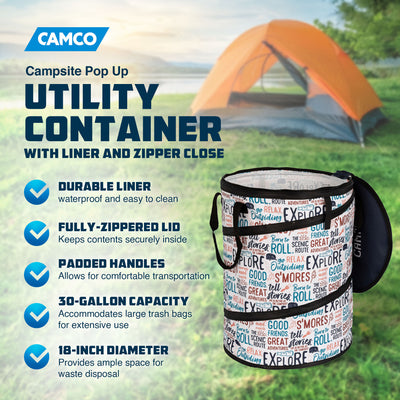 Camco Pop Up Utility Container with Liner and Zipper Close, Multicolor (Used)