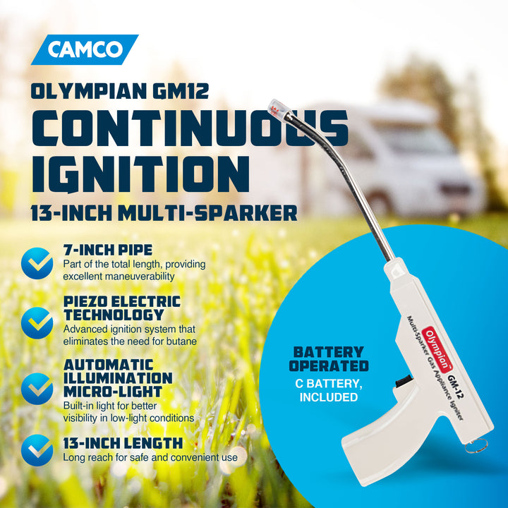 Camco GM12 Continuous Ignition 13" Multi Sparker with Curved Nozzle (Open Box)