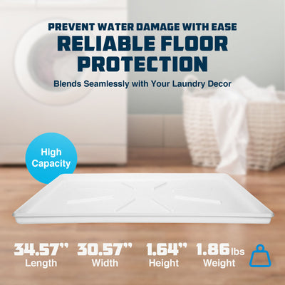 Camco Washing Machine Low Profile Drain Pan w/PVC Fitting & Locknut, White(Used) - VMInnovations