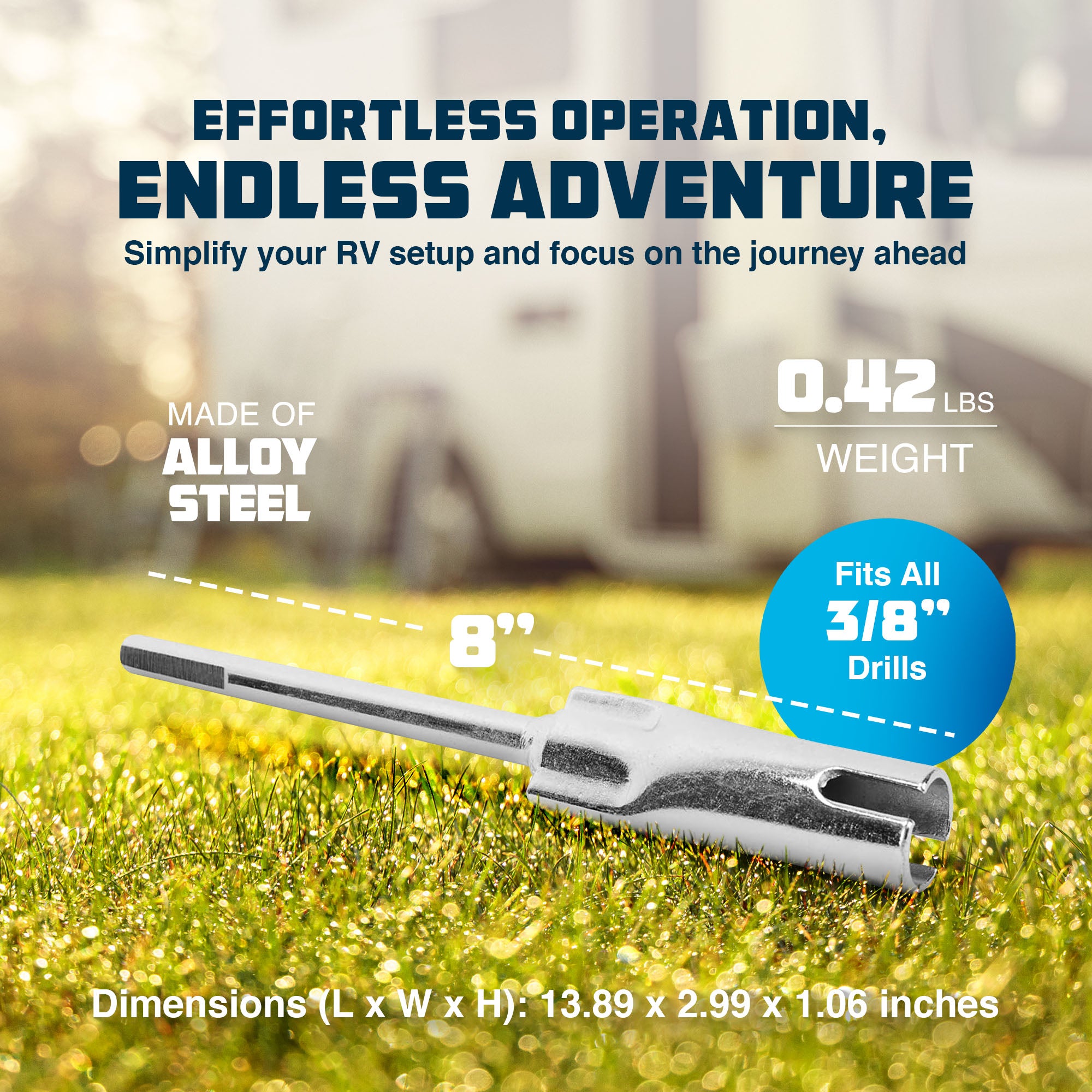 EAZ LIFT RV Scissor Jack Slotted Drill 8" Attachment Fits 3/8" Drills (Open Box) - VMInnovations
