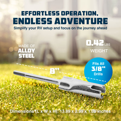 EAZ LIFT RV Scissor Jack Slotted Drill 8" Attachment Fits 3/8" Drills (Open Box) - VMInnovations