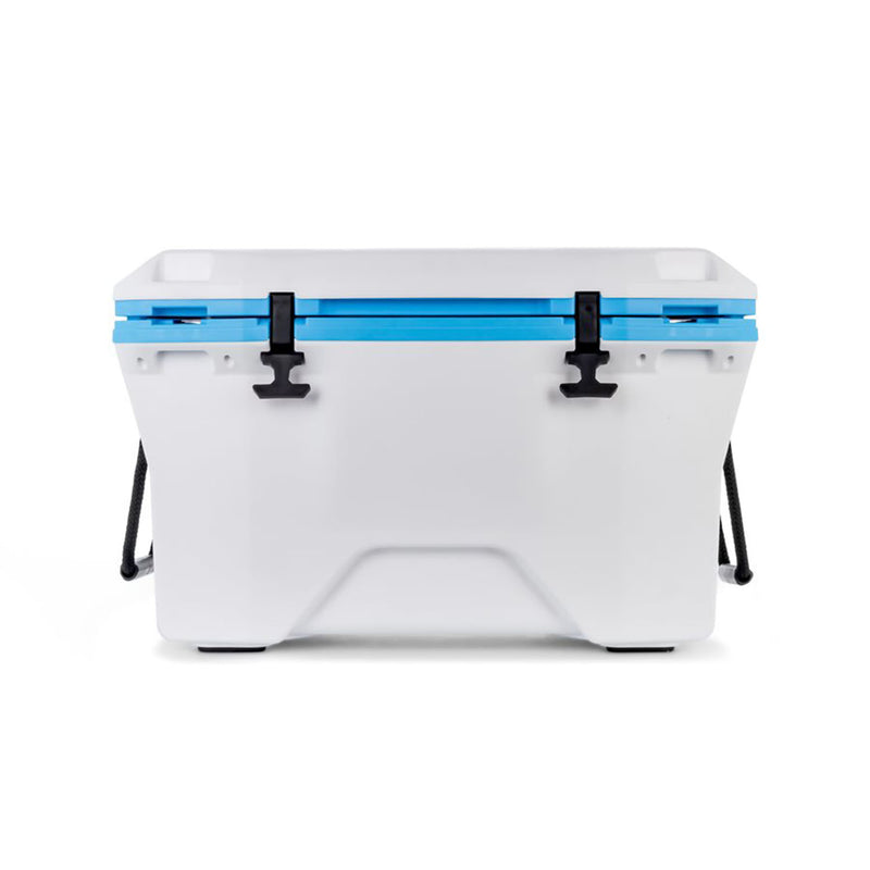 Camco Currituck Cooler w/ Storage Tray and Bottle Opener, 30 Quart, Cyan & White