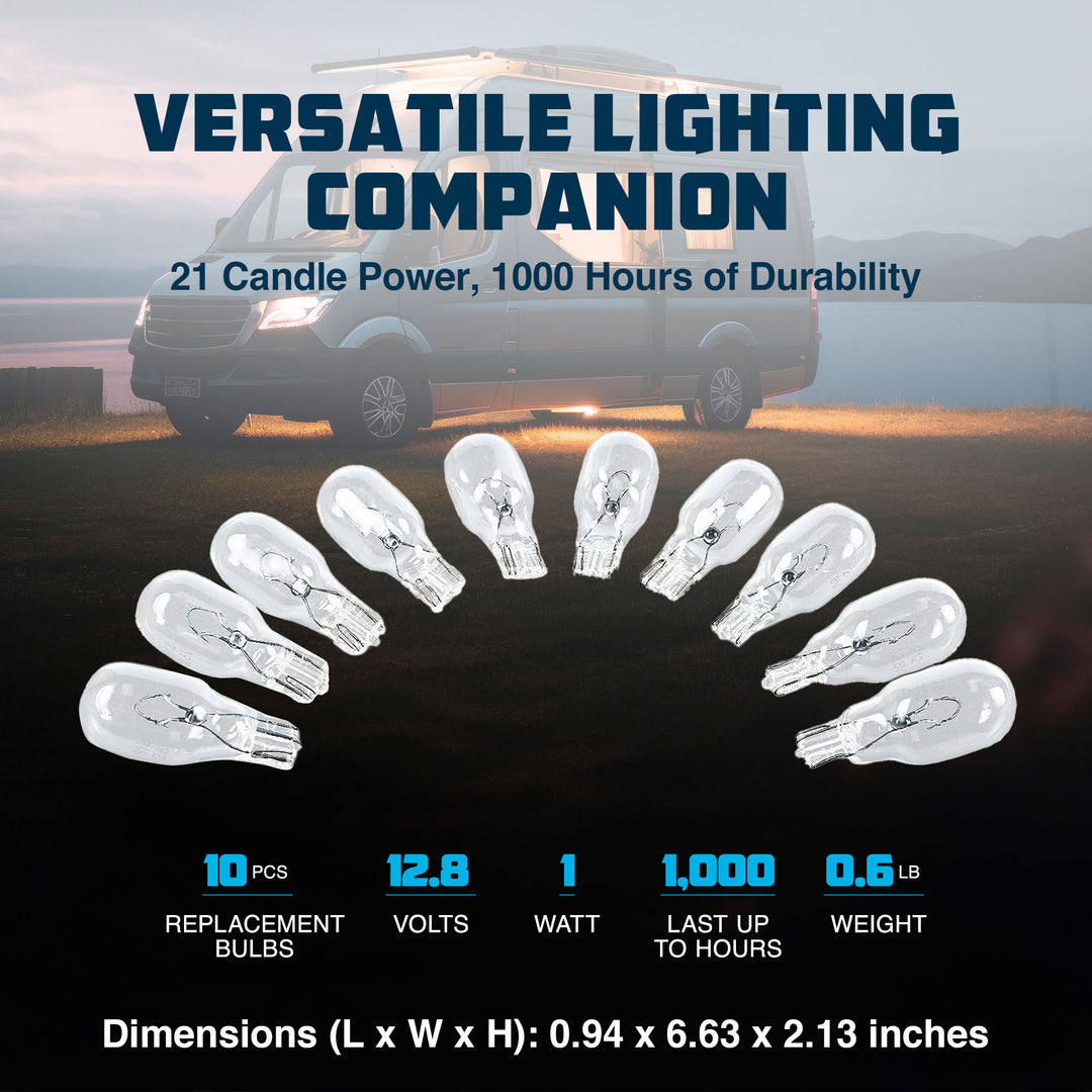 Camco Replacement 912 Interior Light Bulbs for Auto, RV, (10pk) (Open Box)