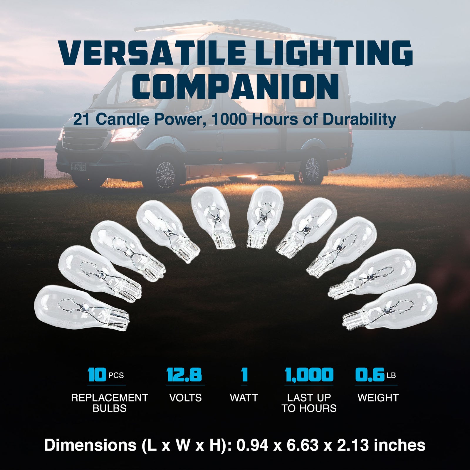 Camco Replacement 912 Interior Light Bulbs for Auto, RV, (10pk) (Open Box) - VMInnovations