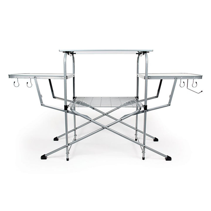 Camco Deluxe Folding Steel Grill Table with Side Tables, Hooks, Case (Open Box)