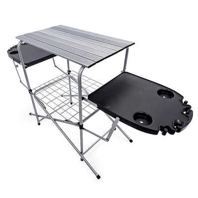 Camco Deluxe Folding Grill Table w/ Plastic Side Tables (Open Box)