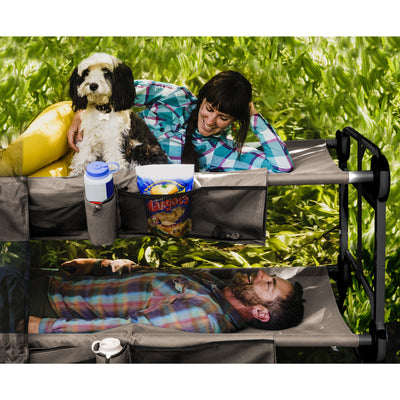 Disc-O-Bed Large & Youth Cam-O-Bunk Benchable Double Cot w/Organizers (2 Pack) - VMInnovations