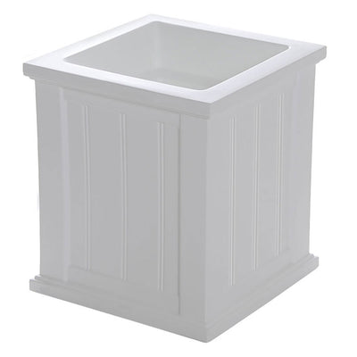 Mayne Cape Cod Large 16 In Square Plastic Outdoor Flower Pot Planter Box, White