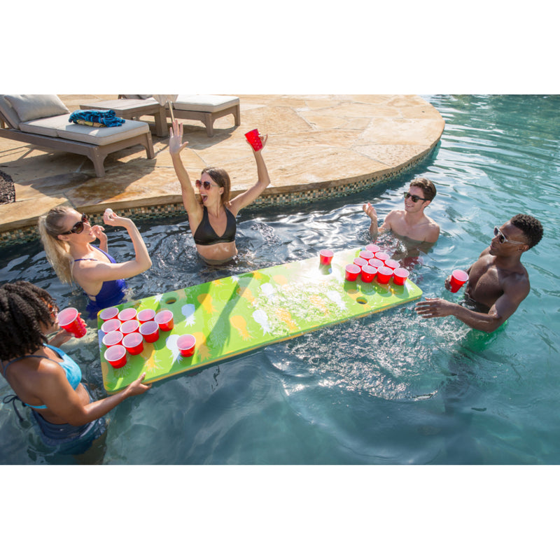 Floatation iQ HydraPong Pong Beirut Swimming Pool Game Foam Board Mat, Red/Blue