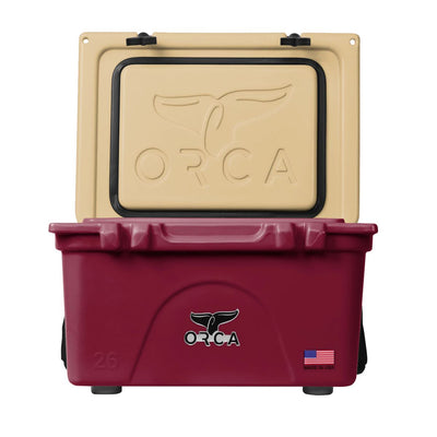 Orca 26 Quart 24 Can Roto Molded Insulated Ice Cooler, Maroon (Open Box)