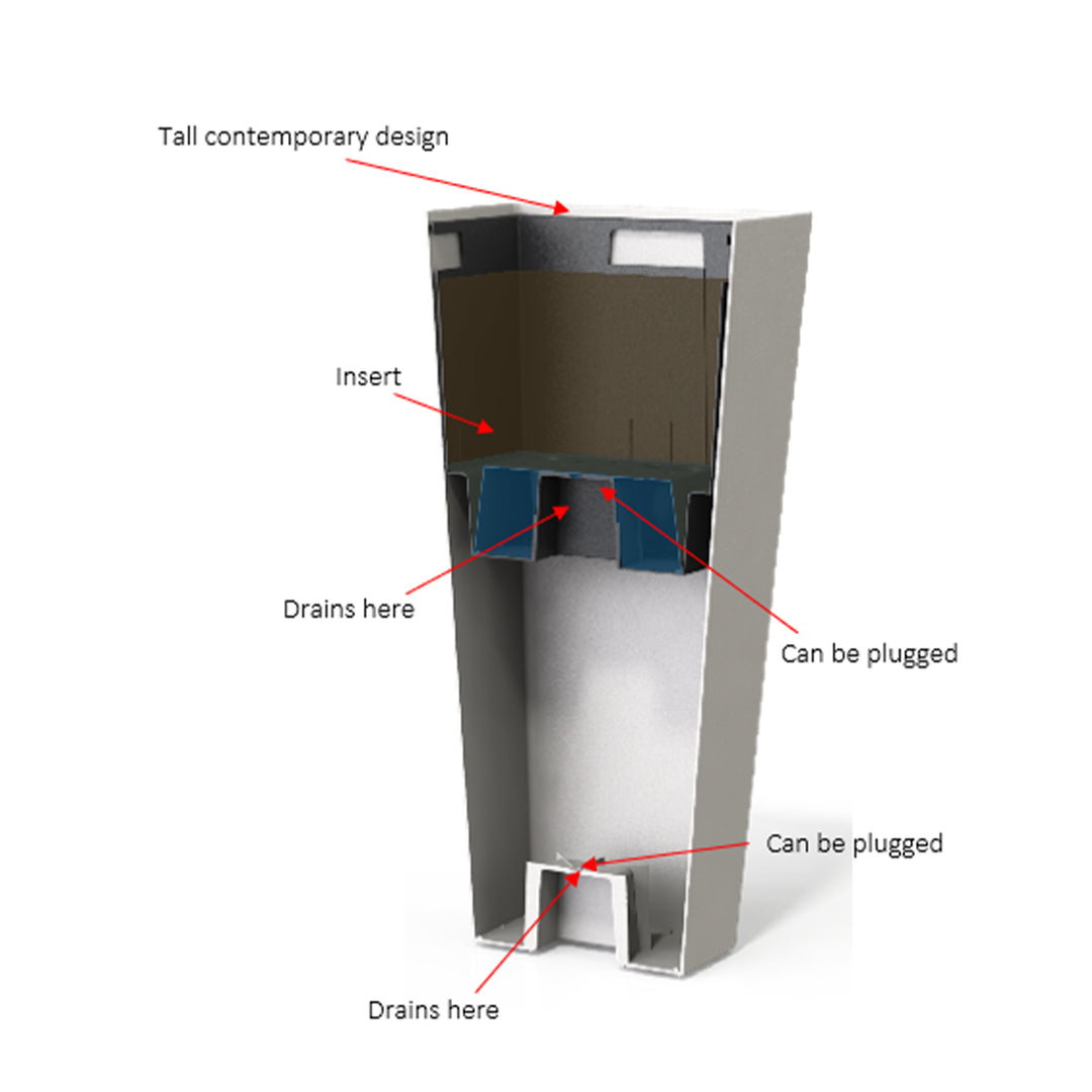 The HC Companies Cascade 15 Inch Wide Self Watering Square Planter, Glossy White - VMInnovations