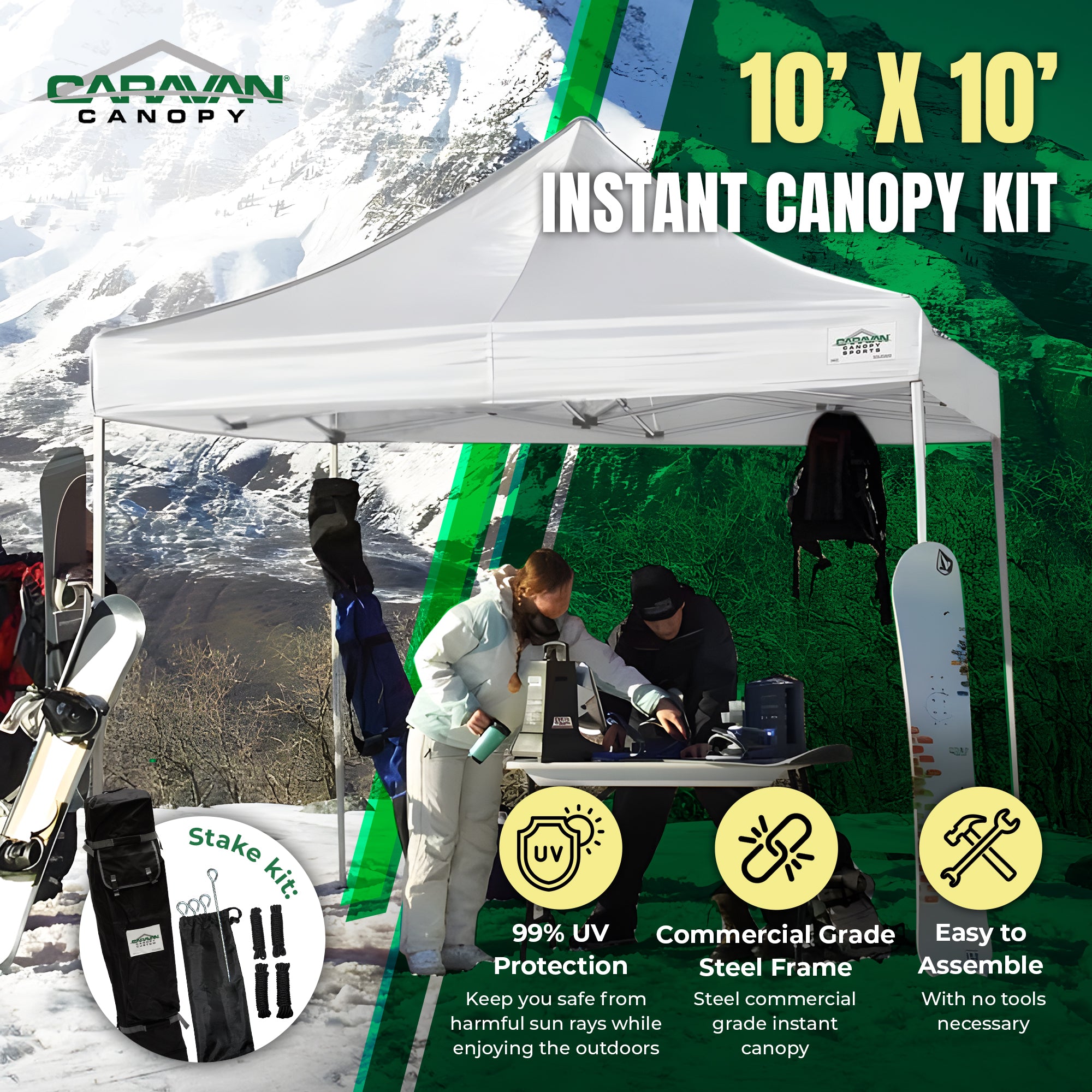 Caravan Canopy TitanShade 10 x 10 Steel Portable Instant Canopy, White (2 Pack)