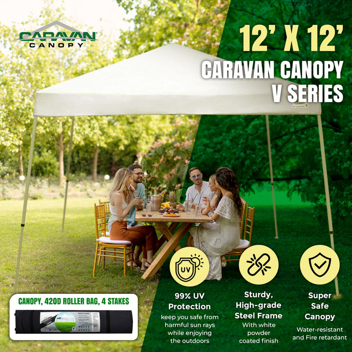 Caravan Canopy V Series 12 by 12 Foot Shade Instant Canopy Kit, White (Open Box) - VMInnovations