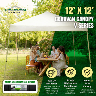 Caravan Canopy V Series 12 by 12 Foot Shade Instant Canopy Kit, White (Open Box) - VMInnovations