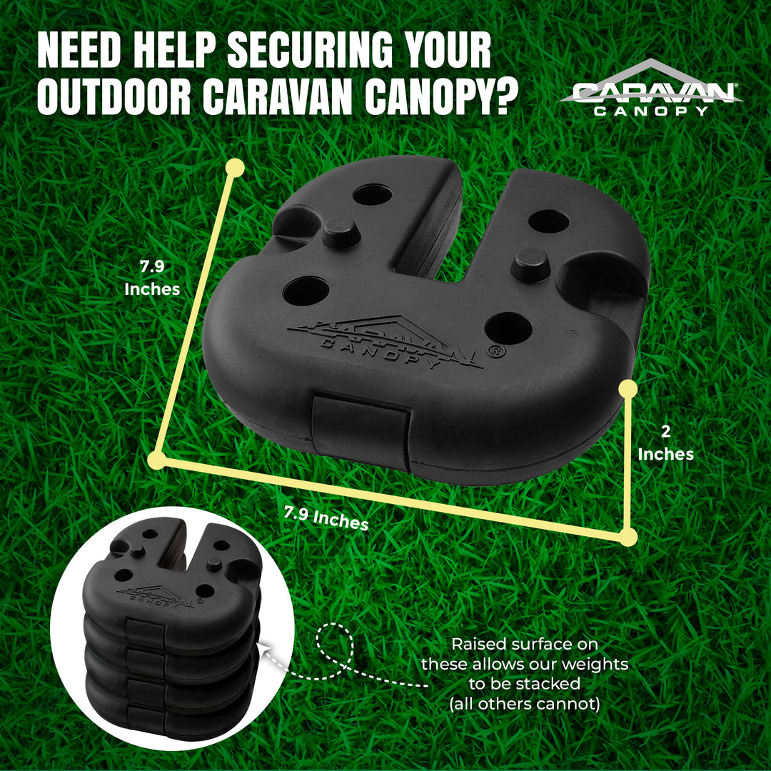 Caravan Canopy Durable Rubber 6 Pound Cement Canopy Weight Plates, Set of 4