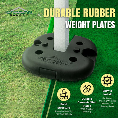 Caravan Canopy Durable Rubber 6 Pound Cement Canopy Weight Plates, Set of 4