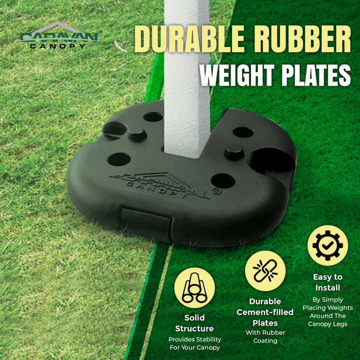 Caravan Canopy Rubber 6 Pound Cement Canopy Weight Plates, Set of 4 (Open Box)