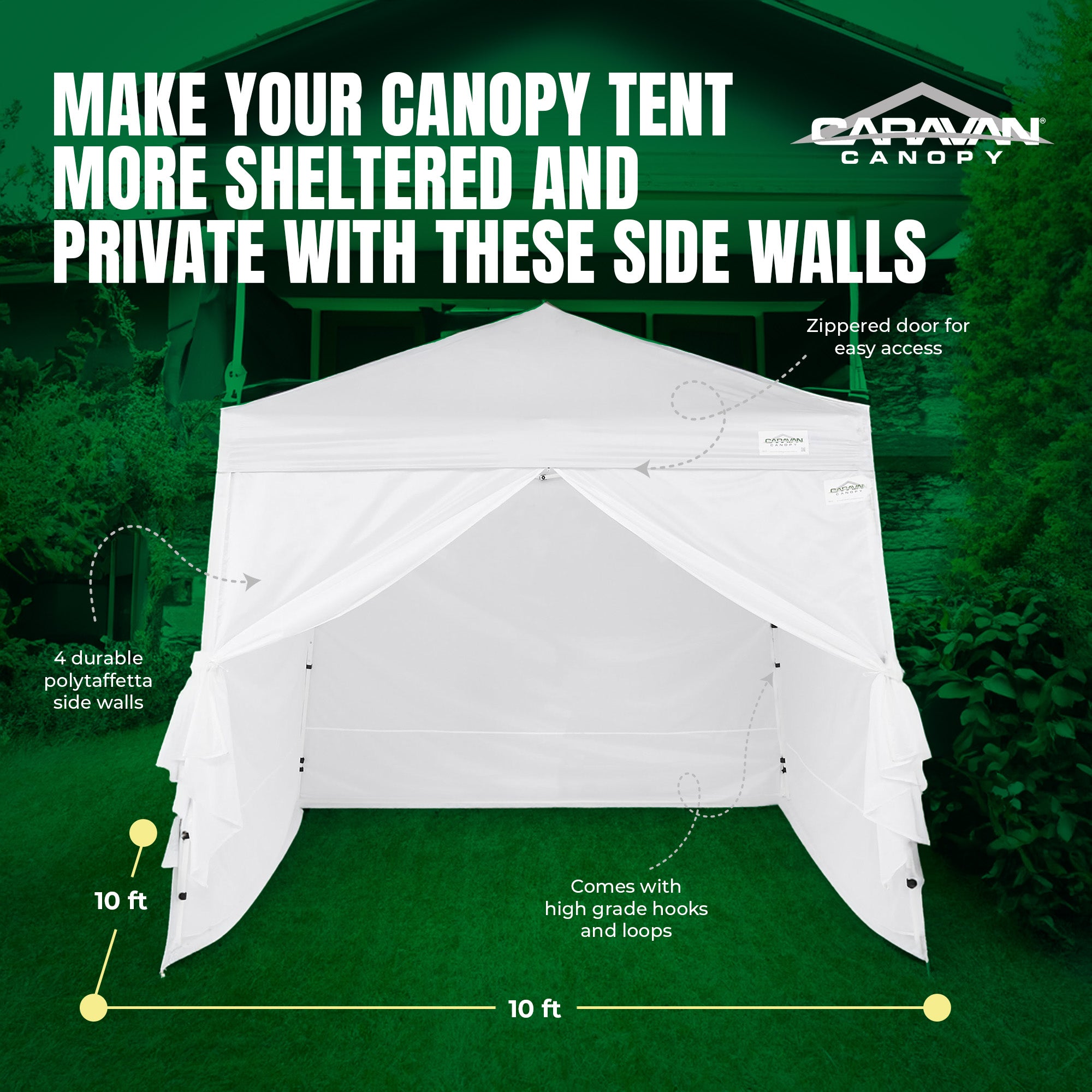Caravan Canopy V-Series 10 x 10 Foot Tent Sidewalls, White (Sidewalls Only) - VMInnovations