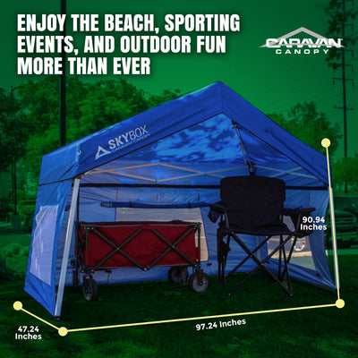 Caravan Canopy Skybox 3.2' x 6.5' Instant Steel Sport Shelter, Blue (Open Box) - VMInnovations