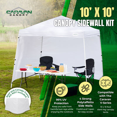 Caravan Canopy V-Series 10 x 10 Foot Tent Sidewalls, White (Sidewalls Only)