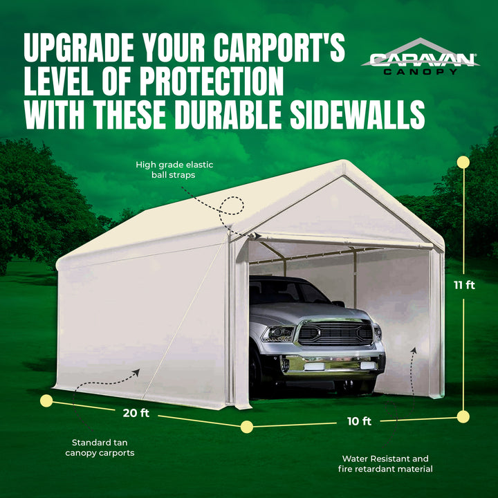 Caravan Canopy Mega Domain Carport 4 Sidewalls, Tan (Sidewalls Only)