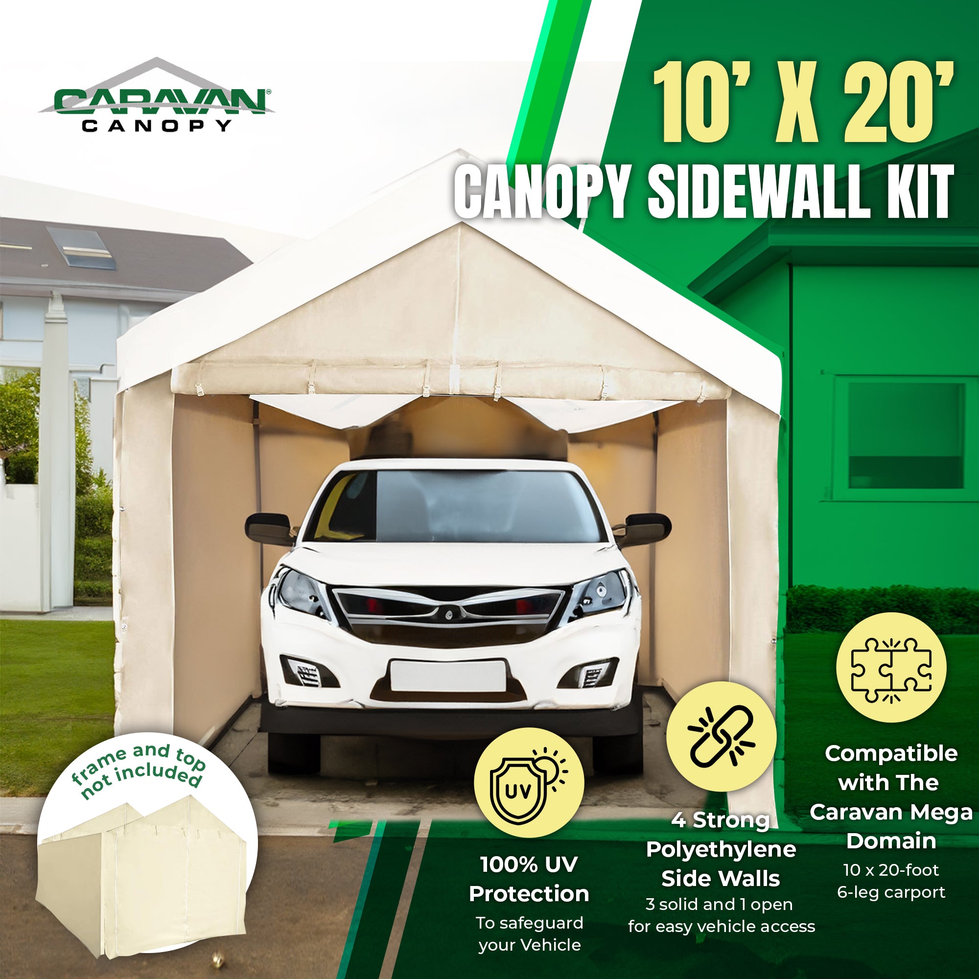 Caravan Canopy Domain Car Port 8 Leg Sidewalls, Not Including Frame/Roof (Used) - VMInnovations