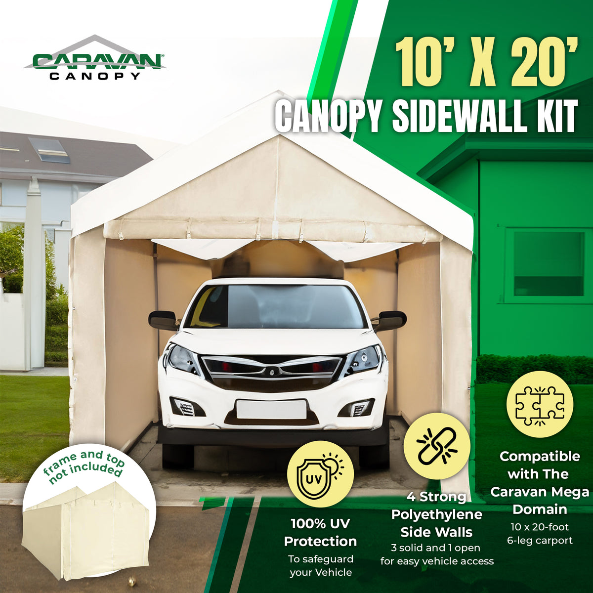 Caravan Canopy Mega Domain Car Port Sidewalls excluding Frame/Roof (Open Box) - VMInnovations
