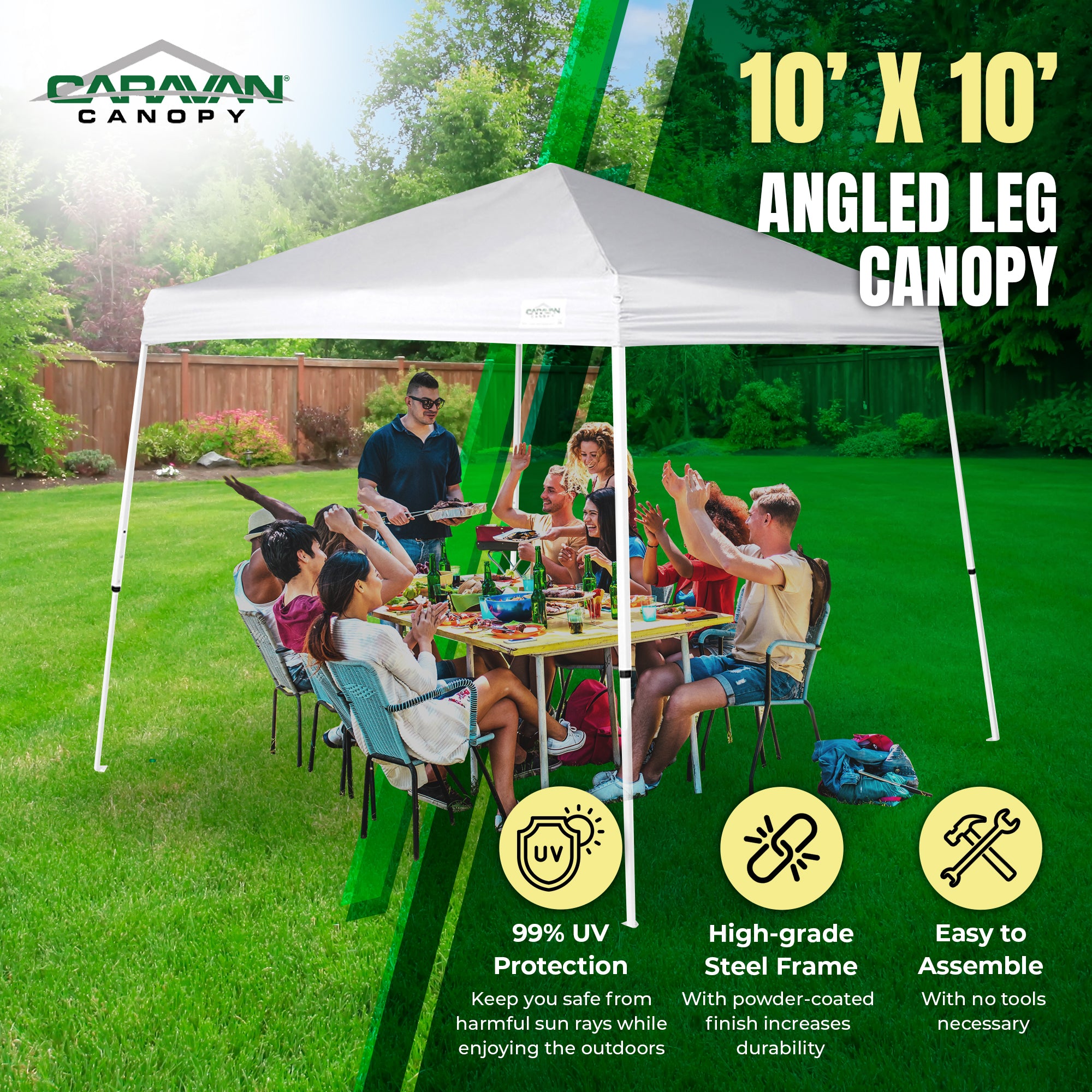 Caravan Canopy V Series 2 10x10 Angled Leg Instant Canopy, White (Open Box)
