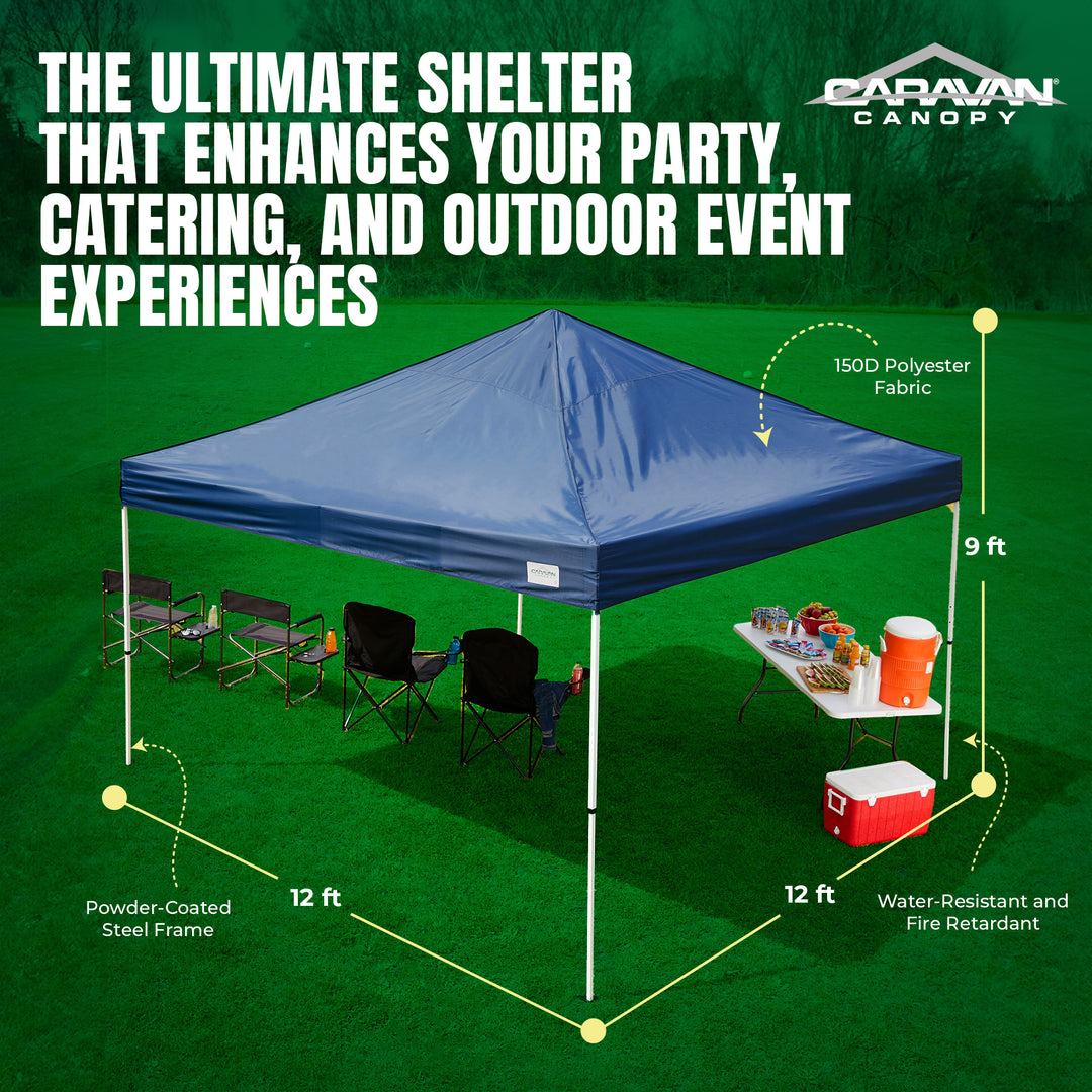 Caravan Canopy M Series Pro 2 12 x 12 Foot Straight Leg Instant Canopy, Blue