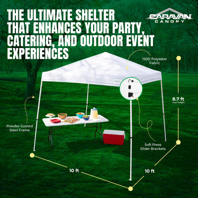 Caravan Canopy V Series 2 10x10 Angled Leg Instant Canopy, White (Open Box)