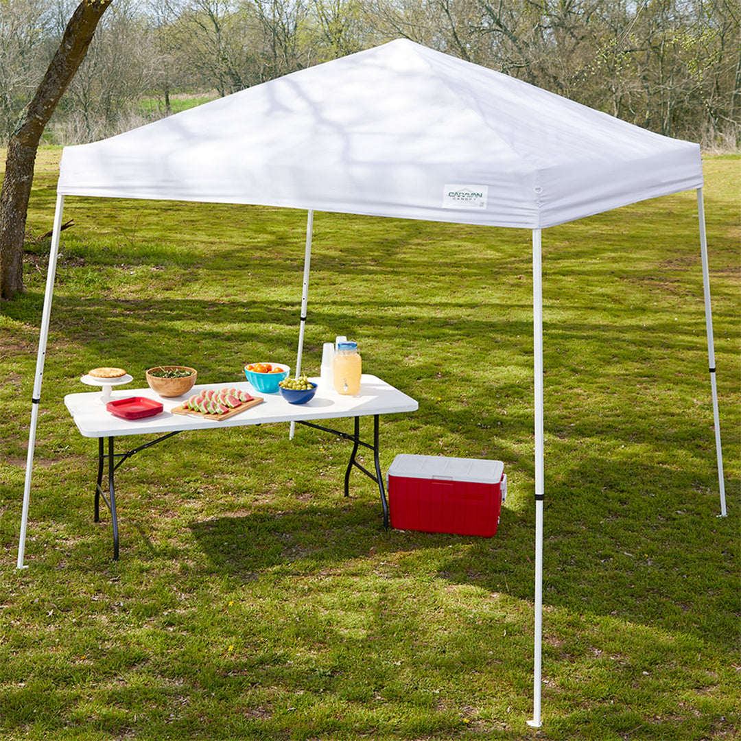 Caravan Canopy V Series 2 10' x 10' Entry Level Angled Leg Canopy, White (Used) - VMInnovations