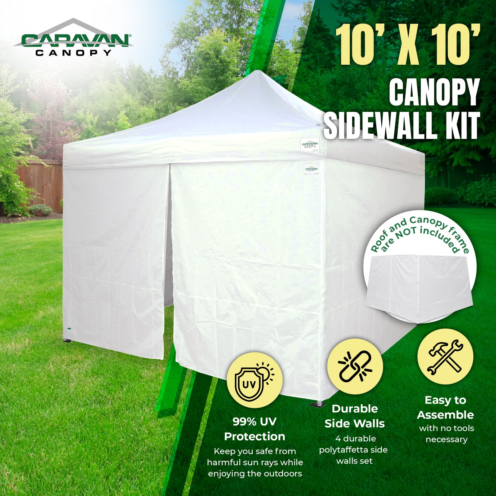 Caravan Canopy CVAN11007912014 4 Sidewall Kit Only, for Outdoor Tent, White - VMInnovations
