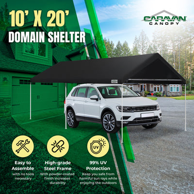 Caravan Canopy Domain 10x20' Straight Leg Instant Canopy Tent, Black (Open Box)