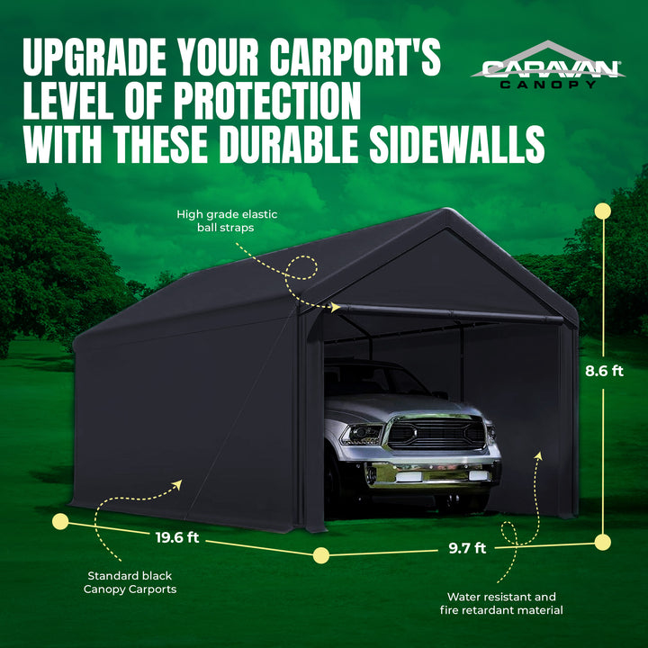 Caravan Canopy Blck Carport Tent Sidewall Kit(Frame/Roof Not Included)(Open Box)