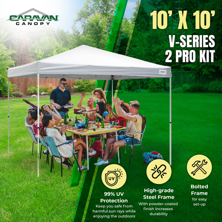 Caravan Canopy Sports V Series 2 Pro 10x10Ft Straight Leg Tent, White (Open Box) - VMInnovations