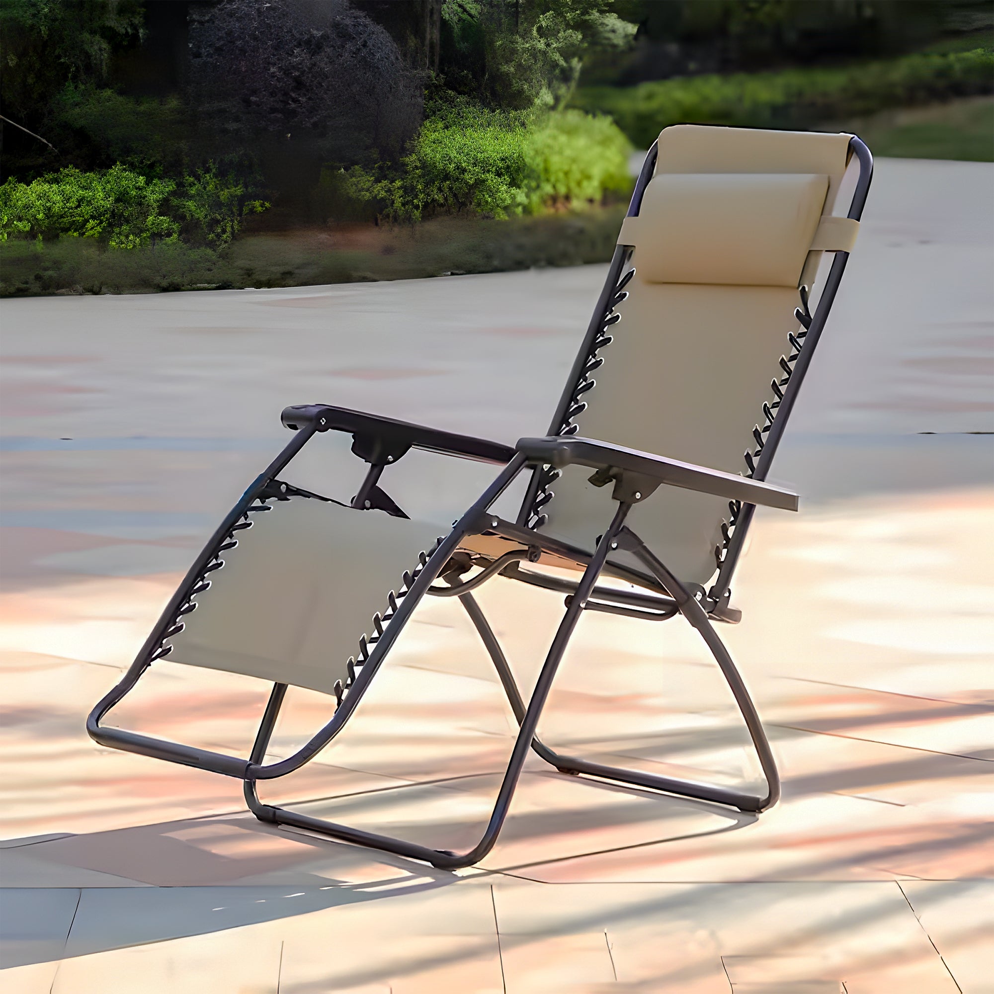 Caravan Sports Zero Gravity Folding Camping Patio Lounge Chair, Beige (Used) - VMInnovations