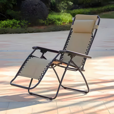 Caravan Zero Gravity Outdoor Folding Camping Patio Lounge Chair, Beige(Open Box) - VMInnovations
